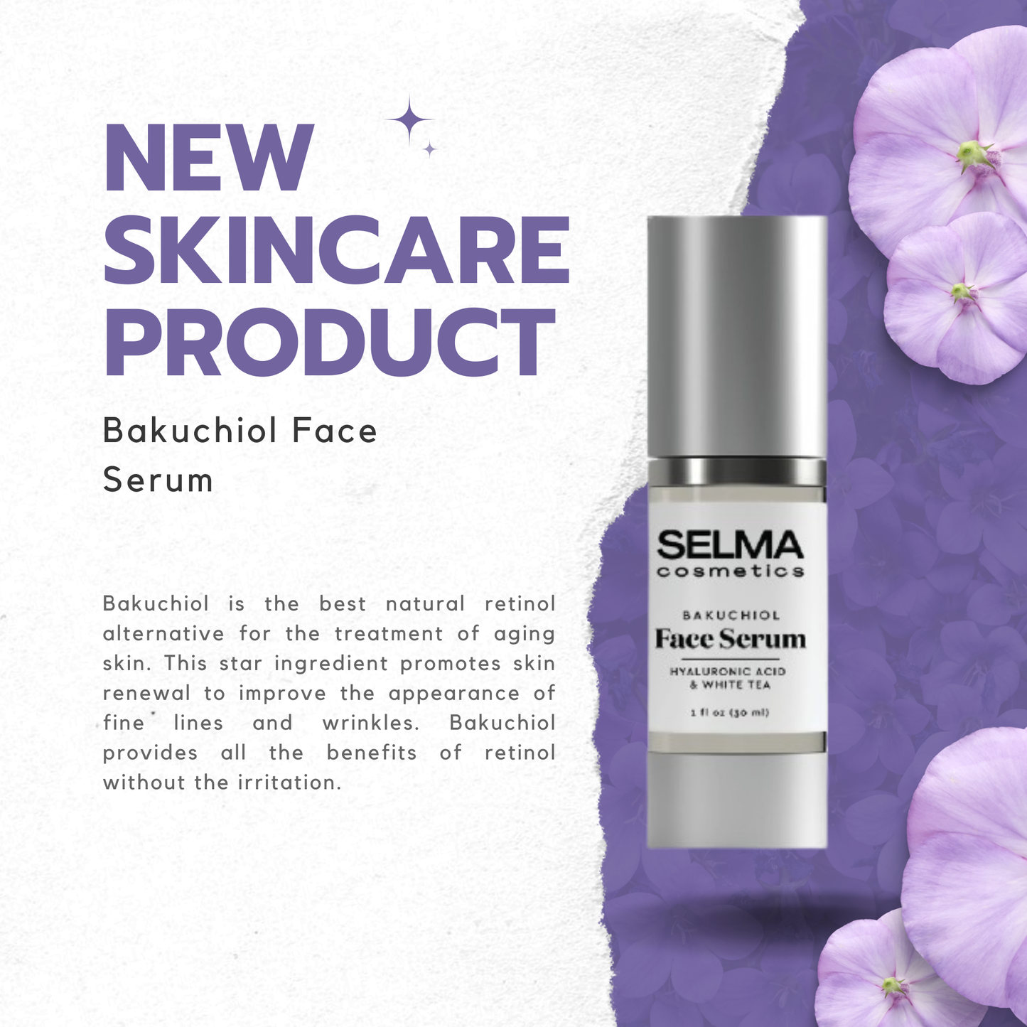 Bakuchiol Face Serum with Hyaluronic Acid & White Tea
